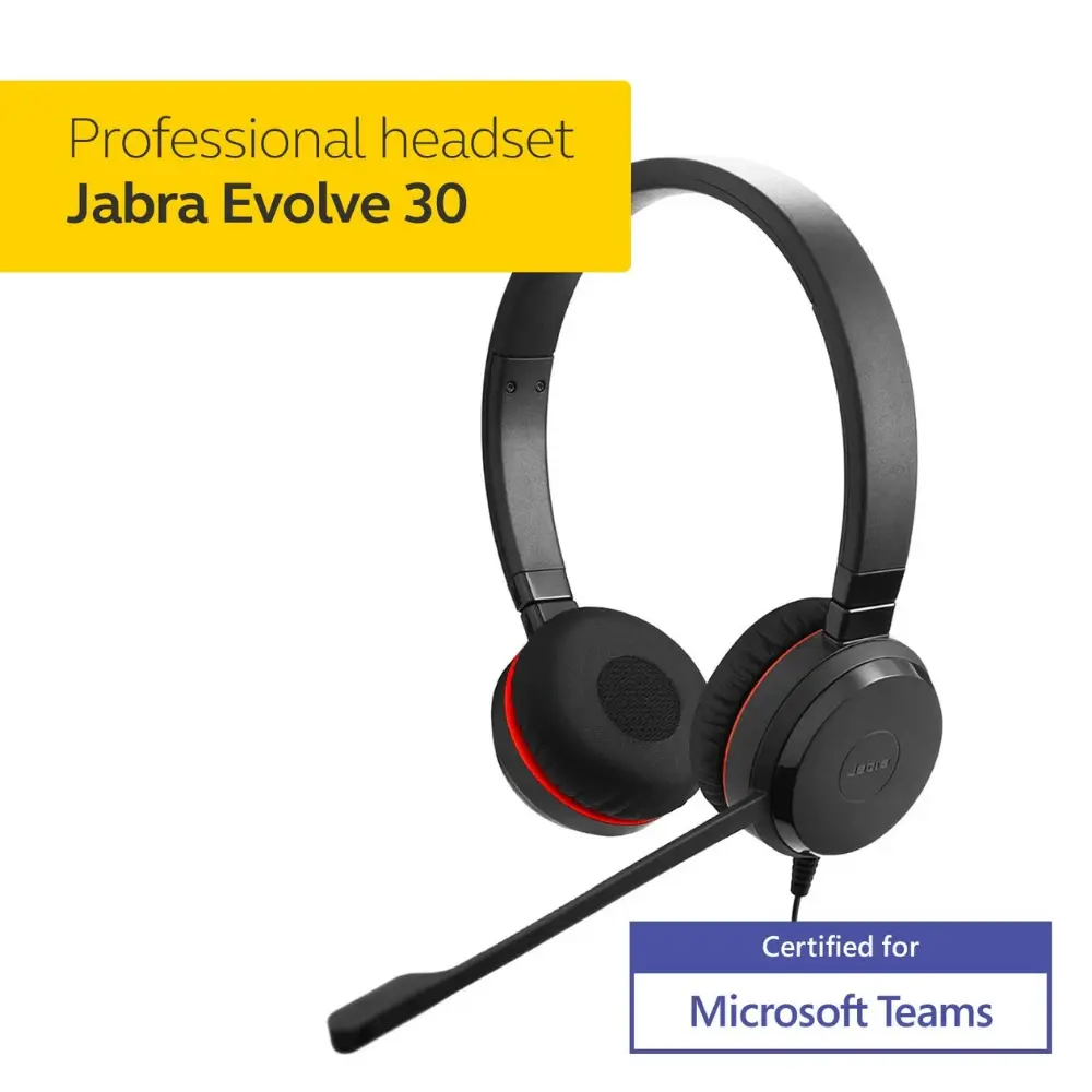 Jabra Evolve 30 II Stereo Wired Headset (USB & 3.5mm) | Noise-Canceling | Lightweight & Comfortable