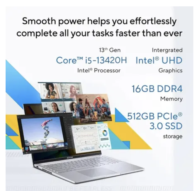 ASUS Vivobook 16, 16" FHD (1920 x 1200) OLED,Intel Core i5-13420H Processor,(16GB RAM/512GB SSD/Win