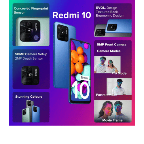 Redmi 10 (Midnight Black, 4GB RAM, 64GB Storage)